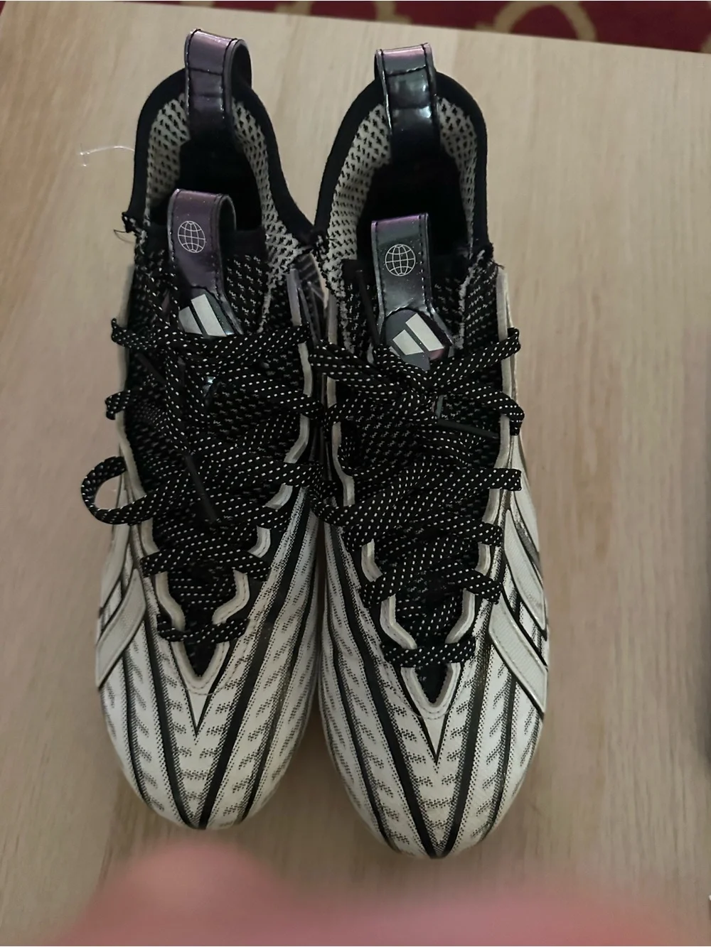 adidas Black and White Athletic Cleats with Knit Collar